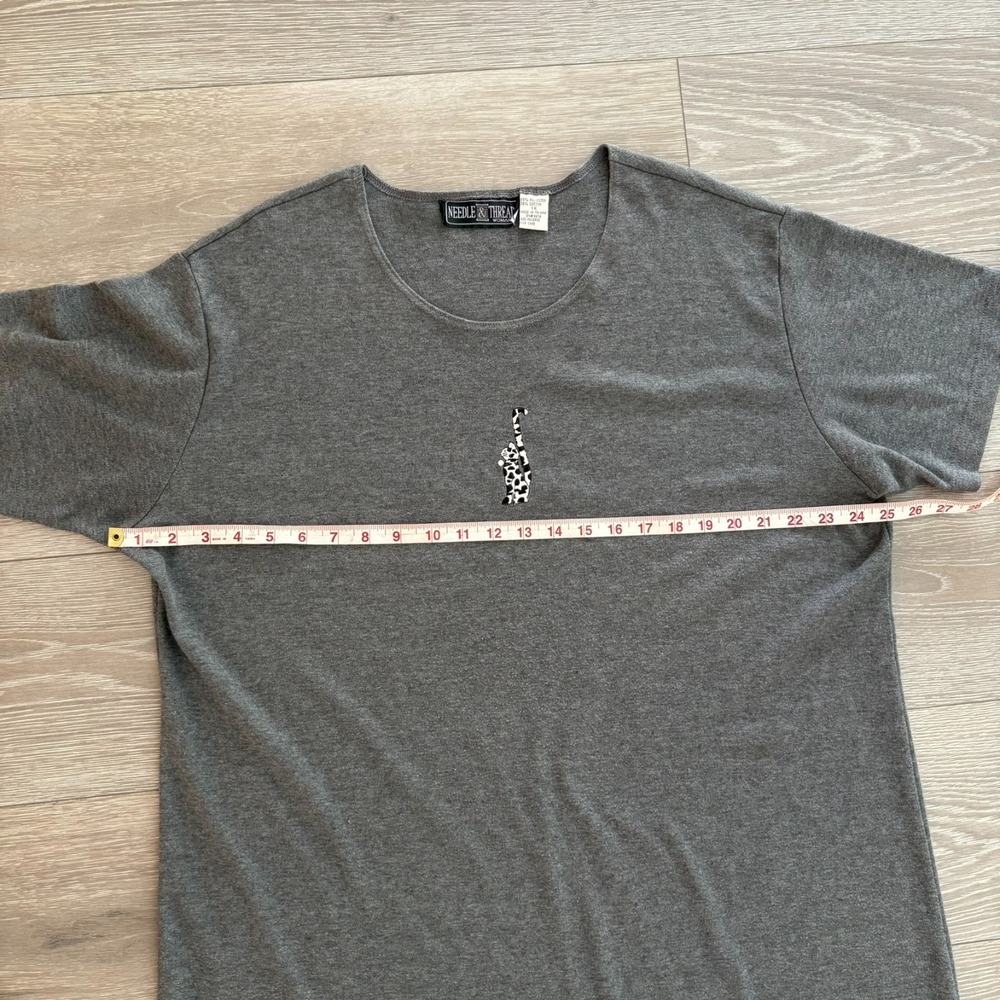 Needle & Thread Womens Gray Short Sleeve Cat Print Embroidered Dress Size 1X - Picture 13 of 15